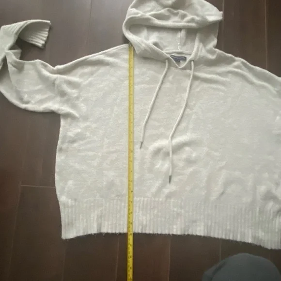 American Eagle Knit Cropped Hooded Sweater Oat XS - Picture 8 of 12